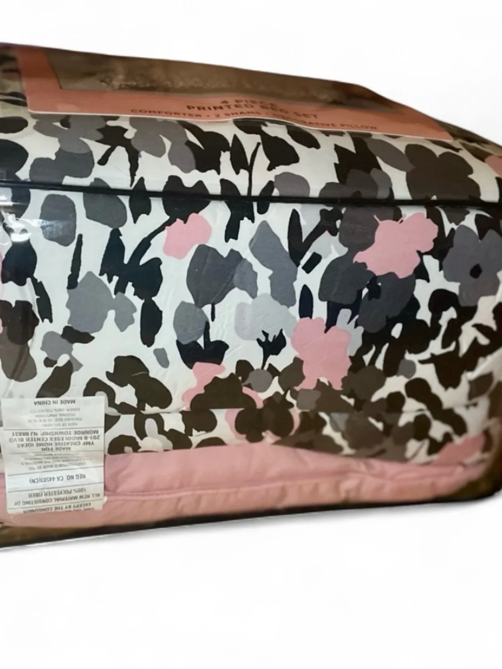Juicy Couture 4-Piece Queen Printed Bed Set - Black Pink Floral Camo Comforter
